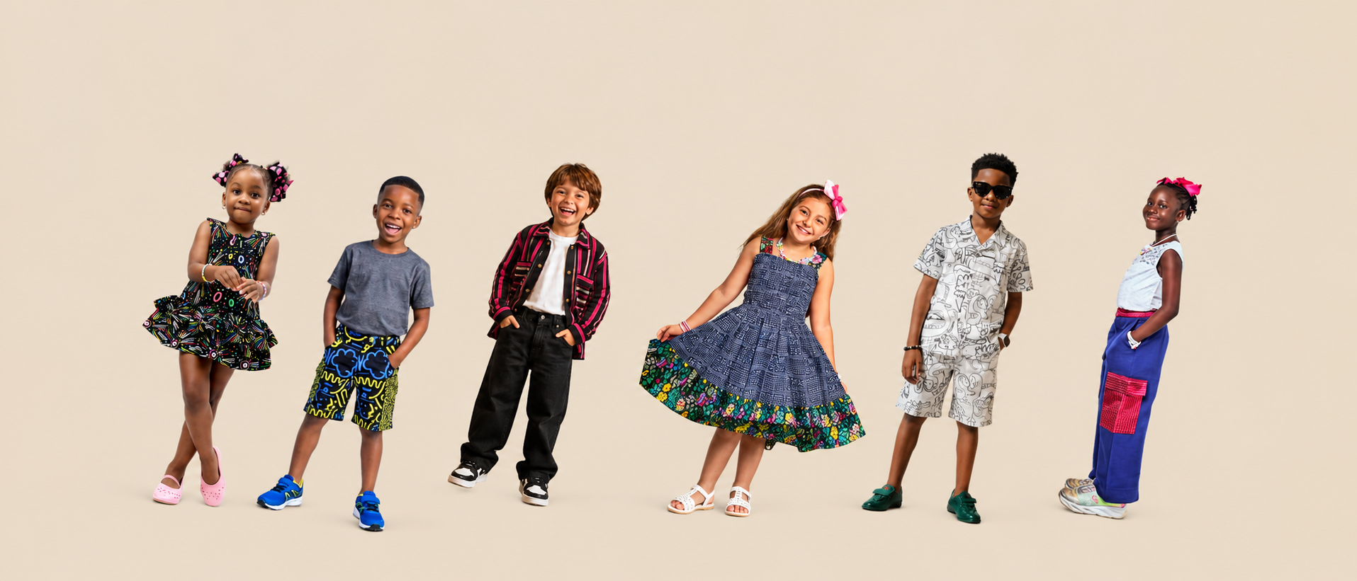 Children wearing colourful Wealahkids outfits